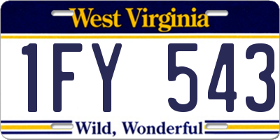 WV license plate 1FY543