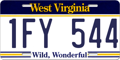 WV license plate 1FY544