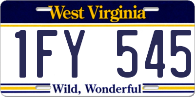 WV license plate 1FY545