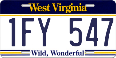 WV license plate 1FY547