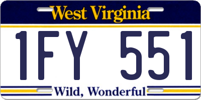 WV license plate 1FY551
