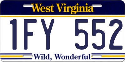 WV license plate 1FY552