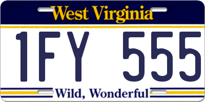 WV license plate 1FY555