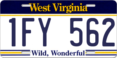 WV license plate 1FY562