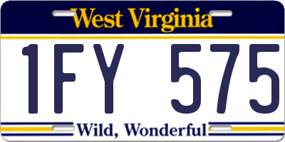 WV license plate 1FY575