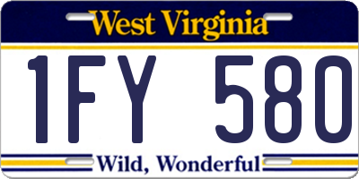 WV license plate 1FY580