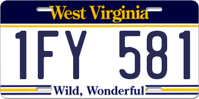 WV license plate 1FY581