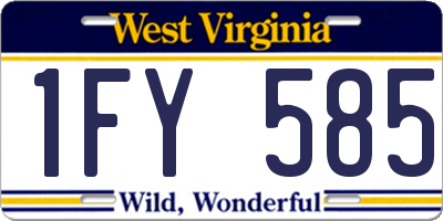 WV license plate 1FY585