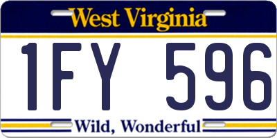 WV license plate 1FY596