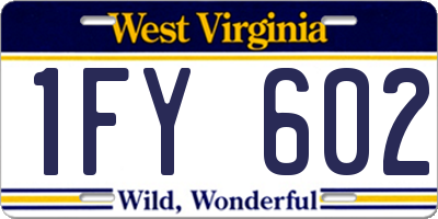 WV license plate 1FY602