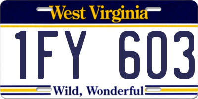 WV license plate 1FY603