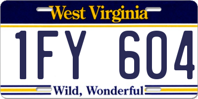 WV license plate 1FY604