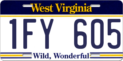 WV license plate 1FY605