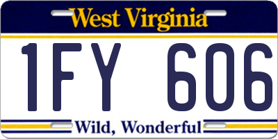 WV license plate 1FY606