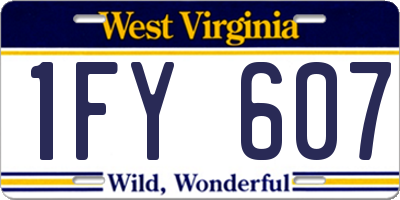 WV license plate 1FY607