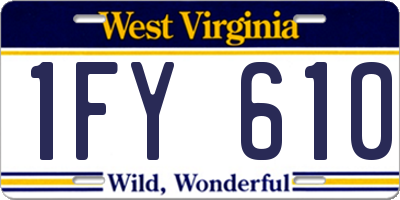 WV license plate 1FY610