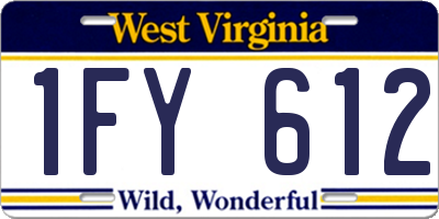 WV license plate 1FY612