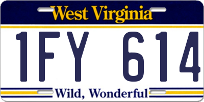 WV license plate 1FY614