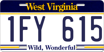 WV license plate 1FY615