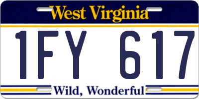 WV license plate 1FY617