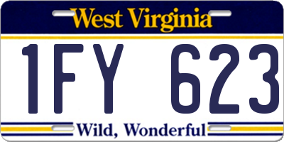 WV license plate 1FY623