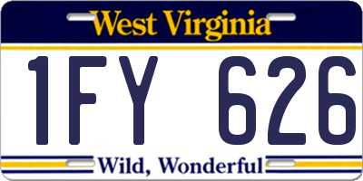 WV license plate 1FY626