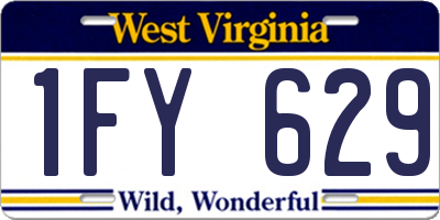 WV license plate 1FY629