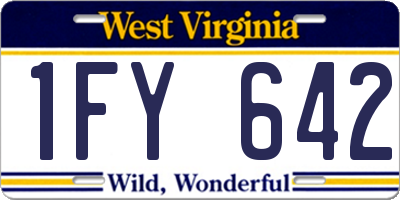 WV license plate 1FY642