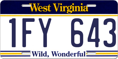 WV license plate 1FY643
