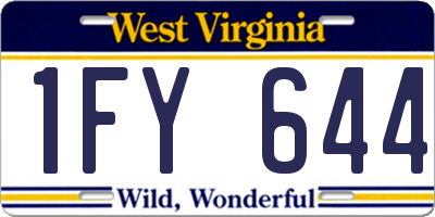 WV license plate 1FY644