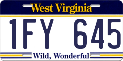 WV license plate 1FY645