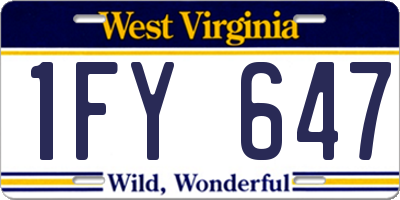 WV license plate 1FY647