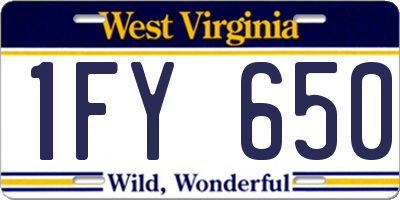 WV license plate 1FY650