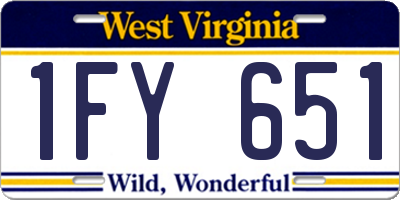 WV license plate 1FY651