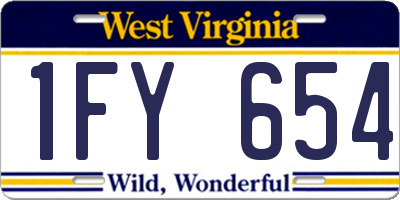 WV license plate 1FY654