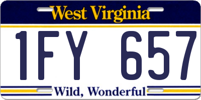 WV license plate 1FY657