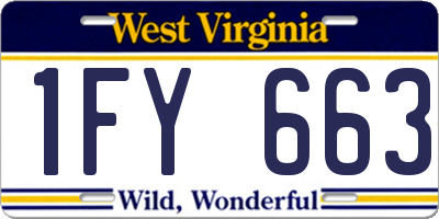 WV license plate 1FY663