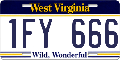 WV license plate 1FY666