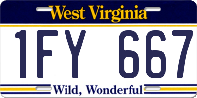 WV license plate 1FY667