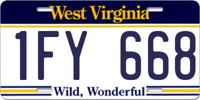 WV license plate 1FY668