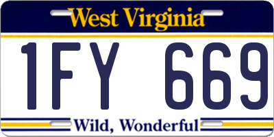 WV license plate 1FY669