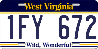 WV license plate 1FY672