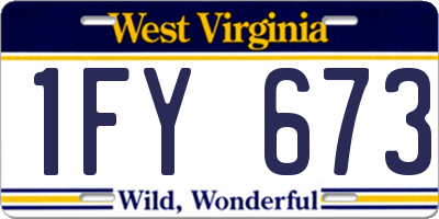 WV license plate 1FY673