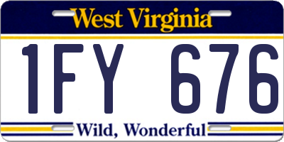 WV license plate 1FY676