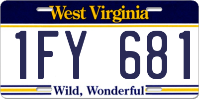 WV license plate 1FY681
