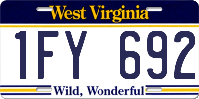 WV license plate 1FY692