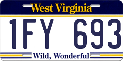 WV license plate 1FY693