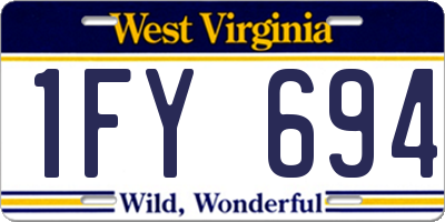 WV license plate 1FY694