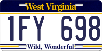 WV license plate 1FY698