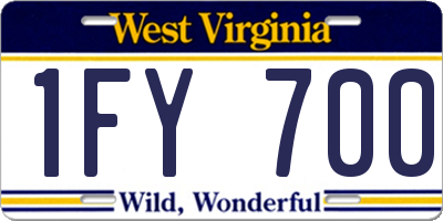 WV license plate 1FY700